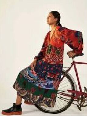 Farm Rio Jungle Print Midi Dress Red Size EUC